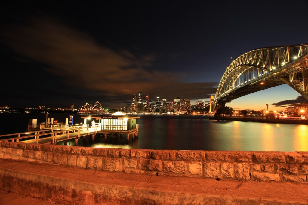 Sydney harbour bridge and highrises